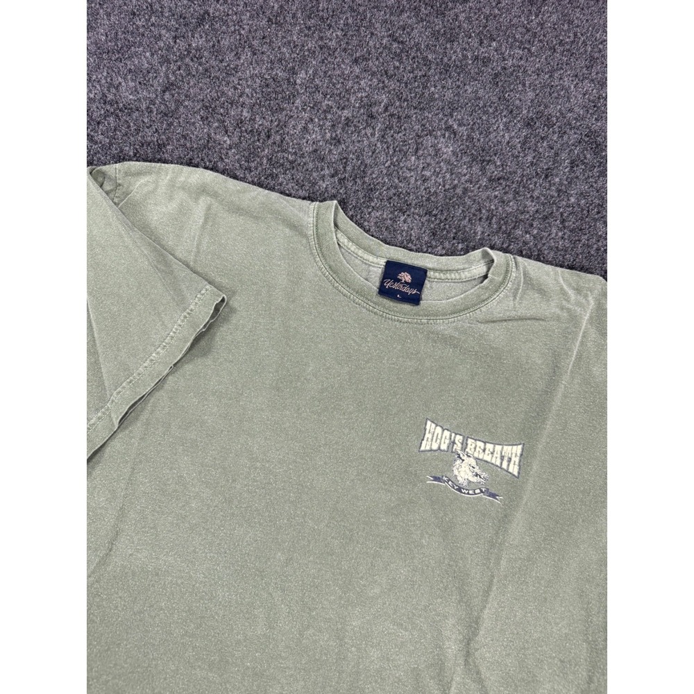 Hog's Breath Saloon Key West Florida T Shirt Mens Large Green Pigment Dyed